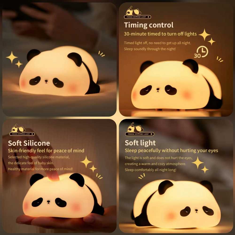 Cute Panda Silicone Night Light – Soft Touch LED Lamp for Kids